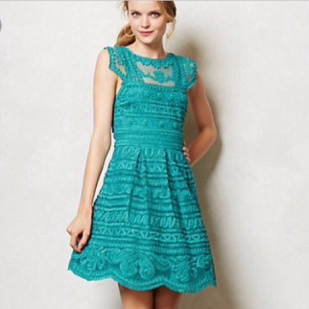 Yoana Baraschi turquoise/teal lace dress